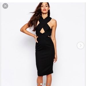 AQAQ Black wink midi dress